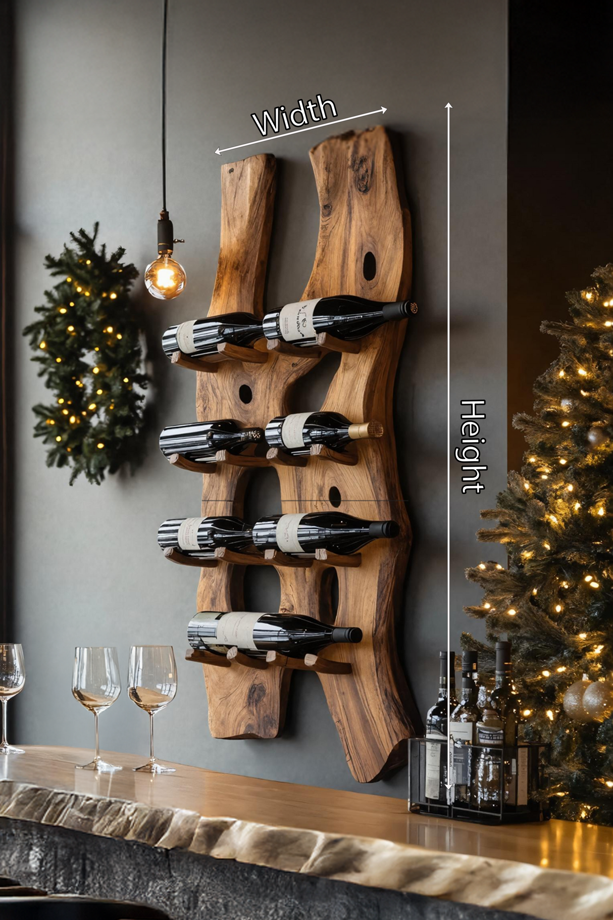 Handcrafted Wall Mount Wine Holder For Living Room