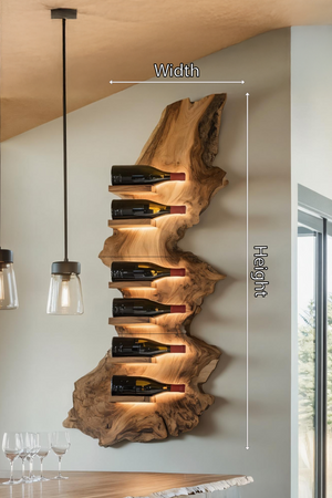 Mid Century Live Edge Wine Holder For Bar Decor Wine Shelf