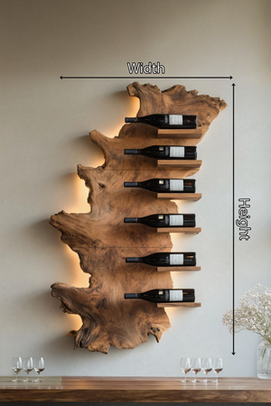 Handcrafted Wooden Live Edge Wine Holder For Bar Display Art