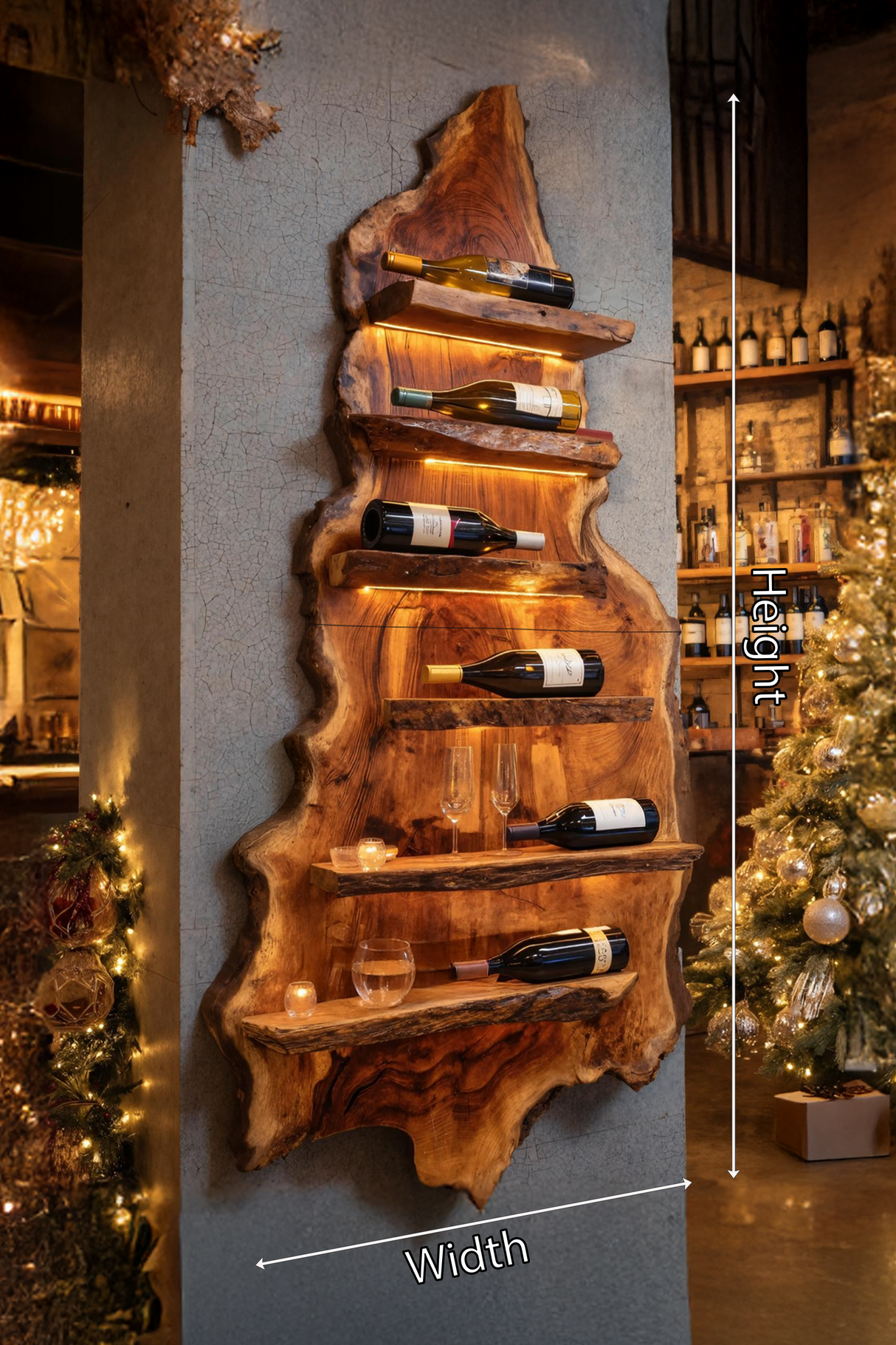 Modern Wooden Wine Rack For Bar Decor And Display Storage