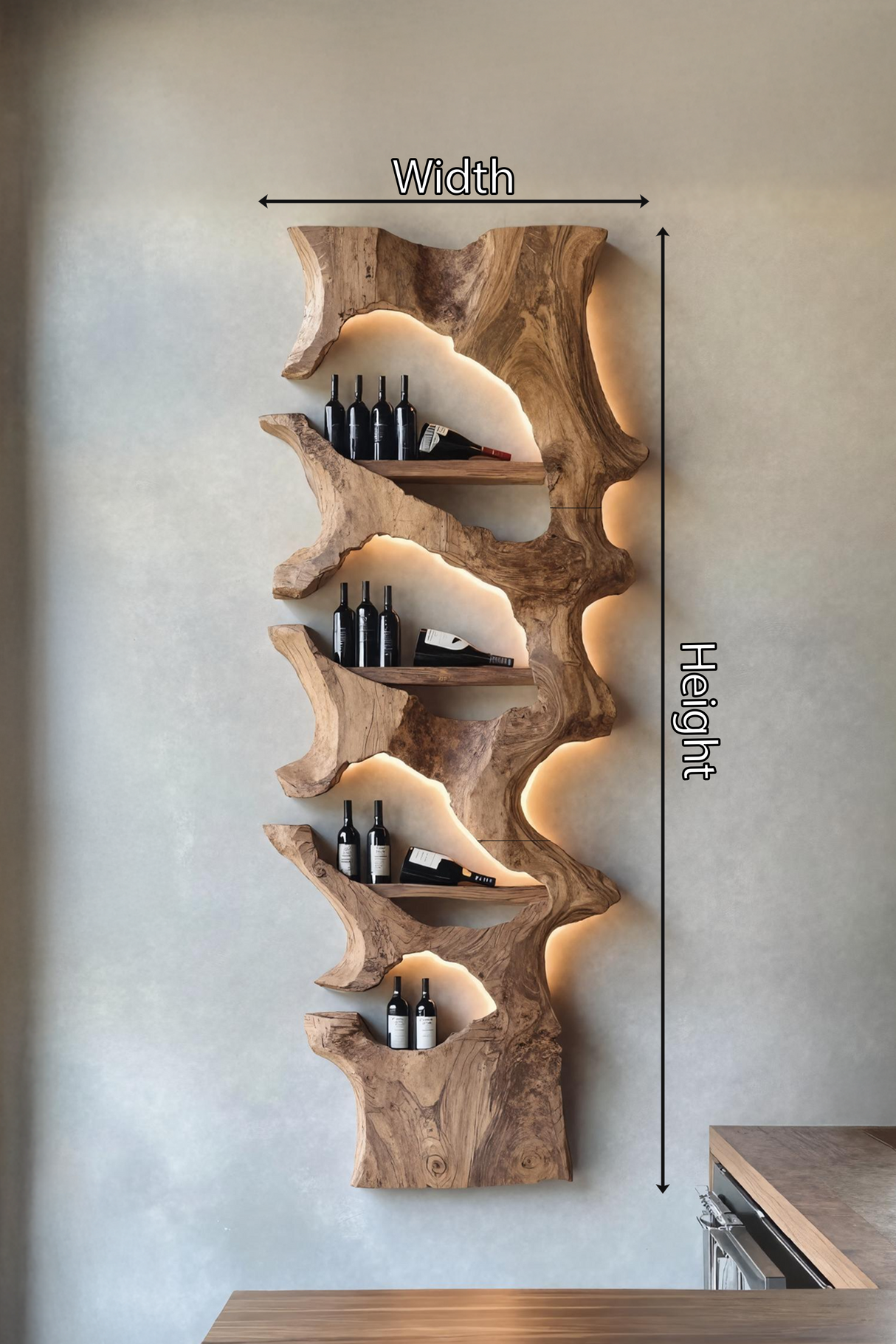 Mid Century Solid Wood Wine Rack For Bar Decor And Display