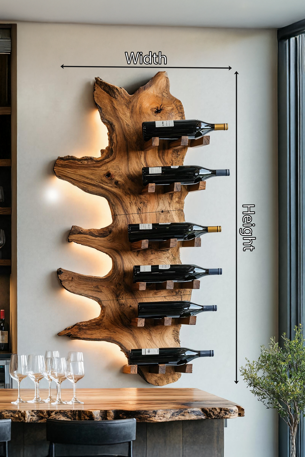 Modern Live Edge Wine Rack For Furniture Decor And Wine Shelf
