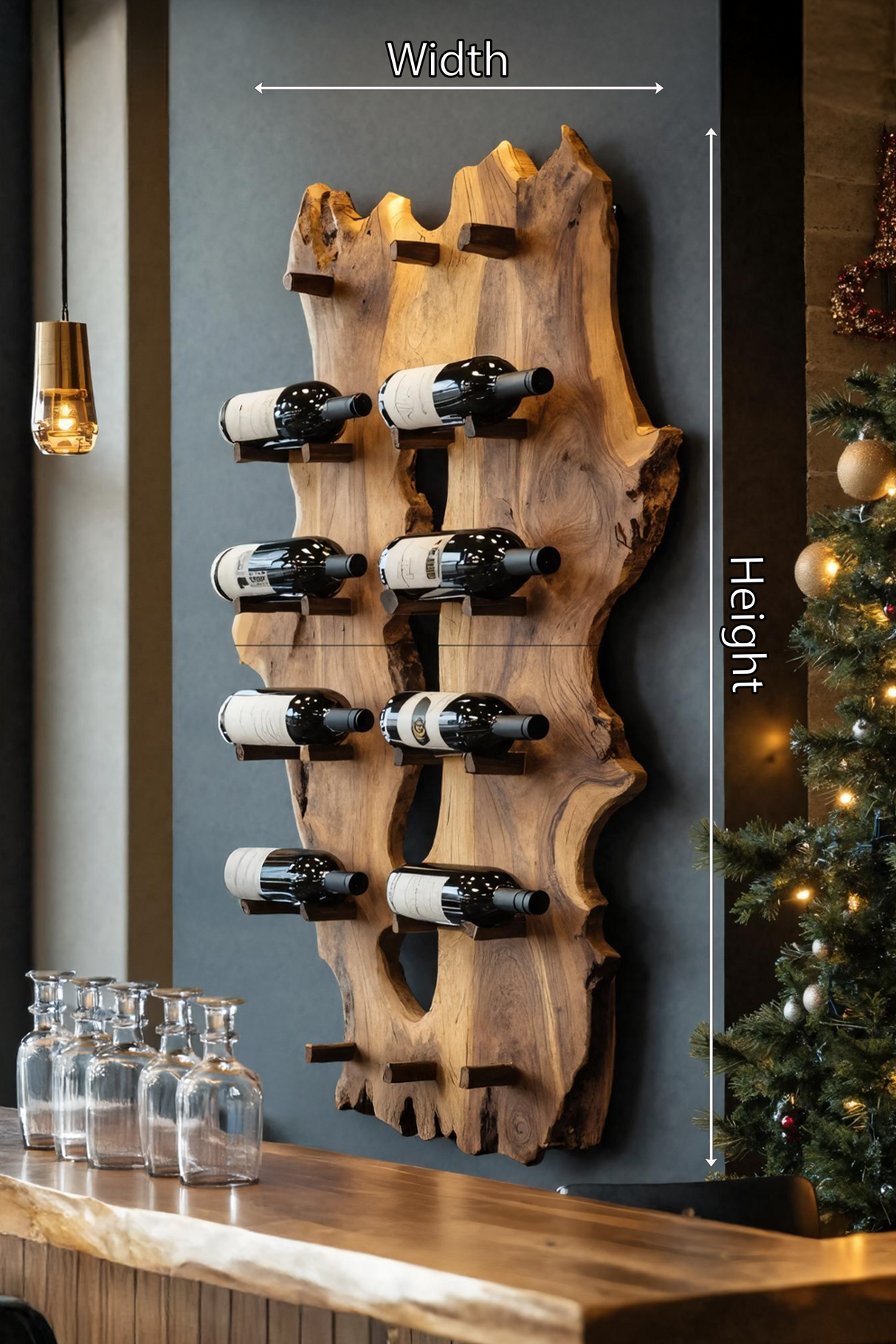 Mid Century Live Edge Wine Holder For Elegant Entryway Decor