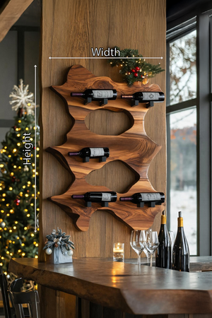 Rustic Solid Wood Live Edge Wine Rack For Entryway