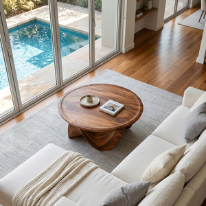 Sculptural Round Coffee Table For Holiday Decor