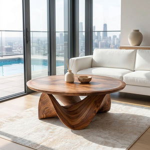 Sculptural Round Coffee Table For Holiday Decor