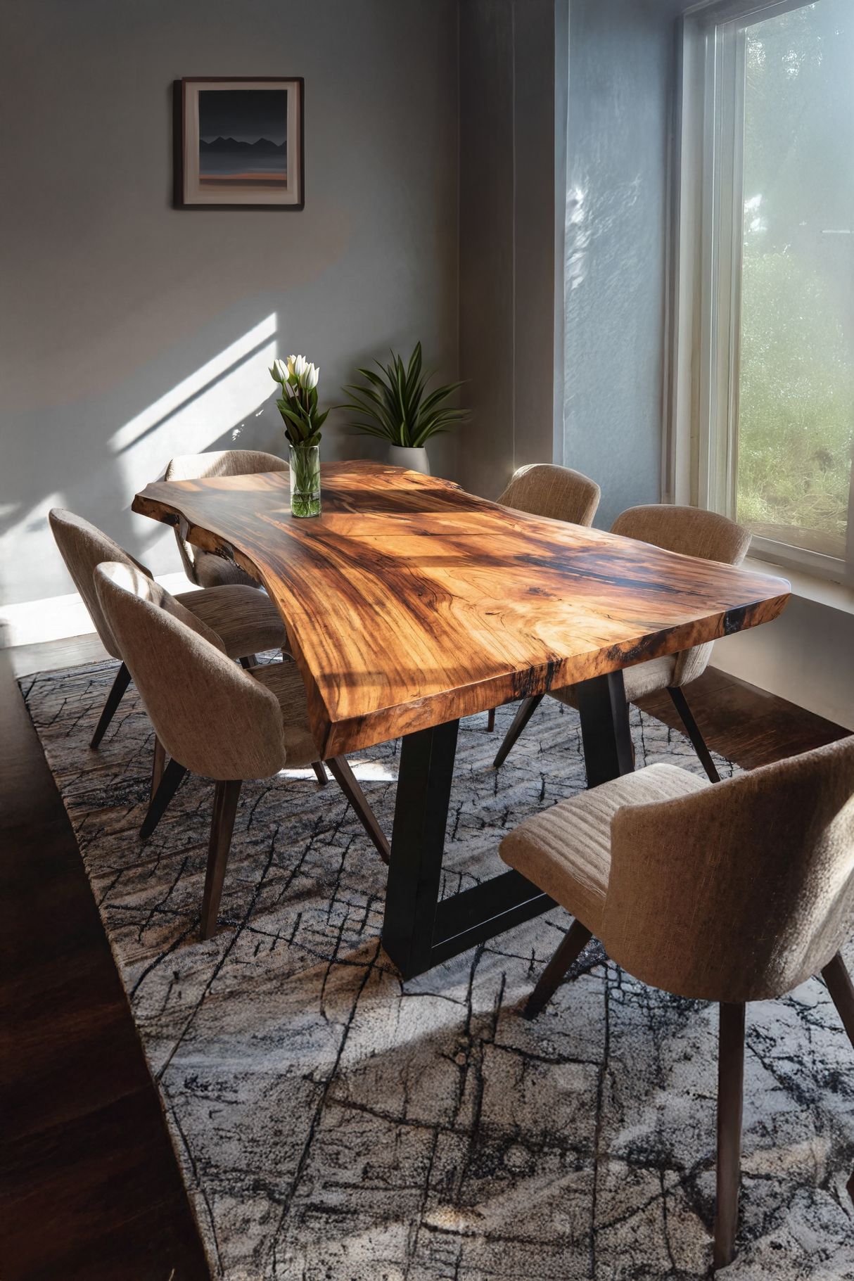 Kitchen Decor Handcrafted Solid Wood Dining Table Natural