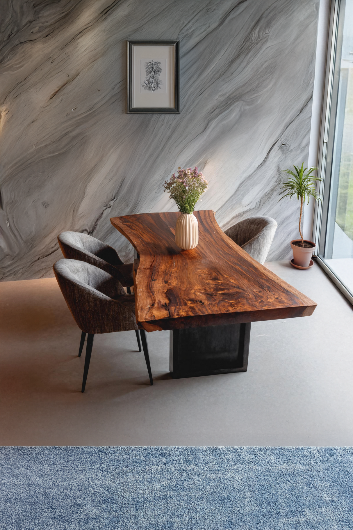 Furniture Decor Modern Wooden Live Edge Dining Table Minimal