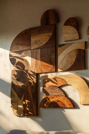 Mid Century Solid Wood Wall Art For Furniture Decor