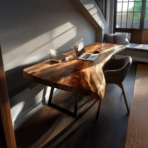 Farmhouse Handmade Live Edge Desk For Interior