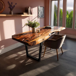 Modern Wooden Live Edge Desk For Small Spaces