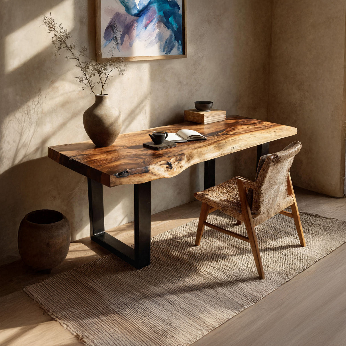 Handcrafted Wooden Tabletop For Modern Bedroom Decor