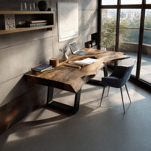 Farmhouse Wooden Live Edge Desk For Bedroom Decor