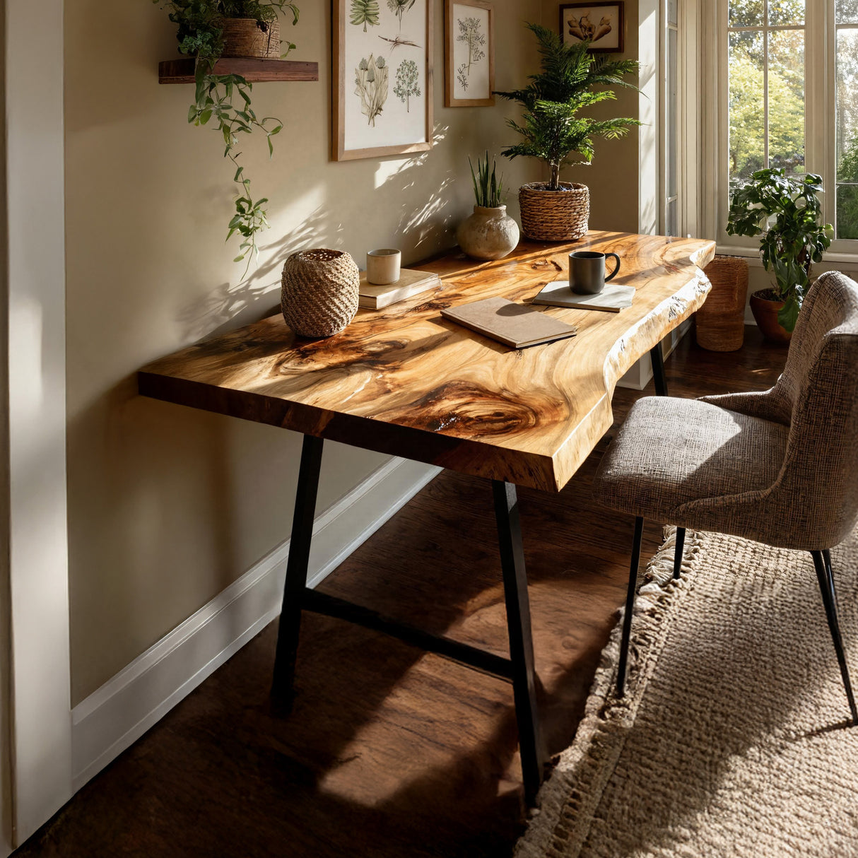 Mid Century Solid Wood Desk For Minimalist Decor