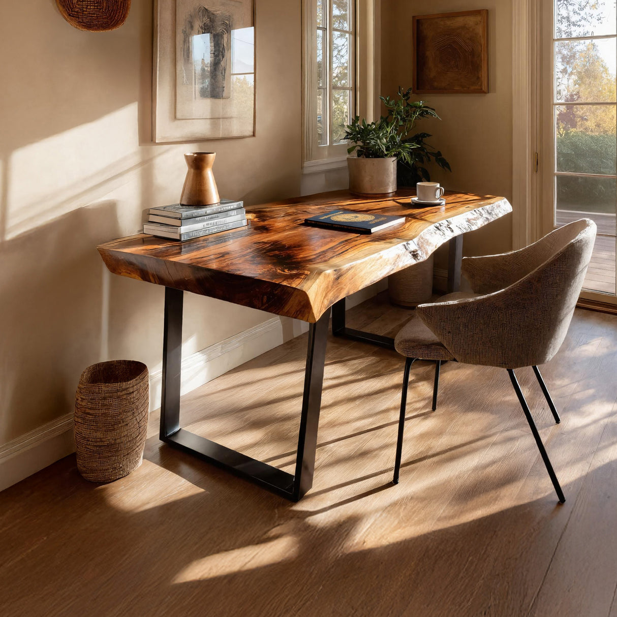 Farmhouse Solid Wood Live Edge Desk For Interior Decor