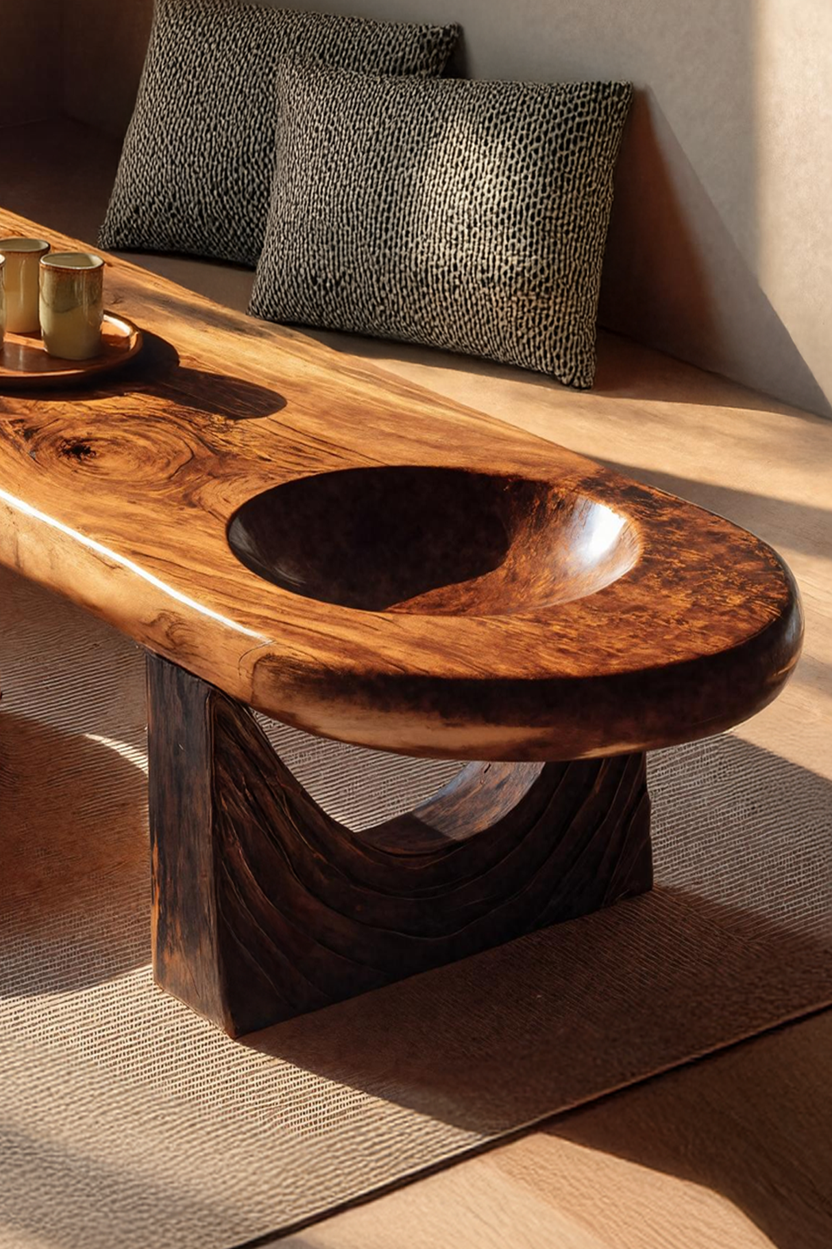 Mid Century Handcrafted Live Edge Coffee Table For Furniture Decor