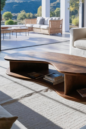 Handcrafted Solid Wood Coffee Table For Living Room Accent