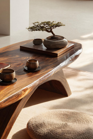 Modern Handcrafted Solid Wood Coffee Table For Living Room Interior