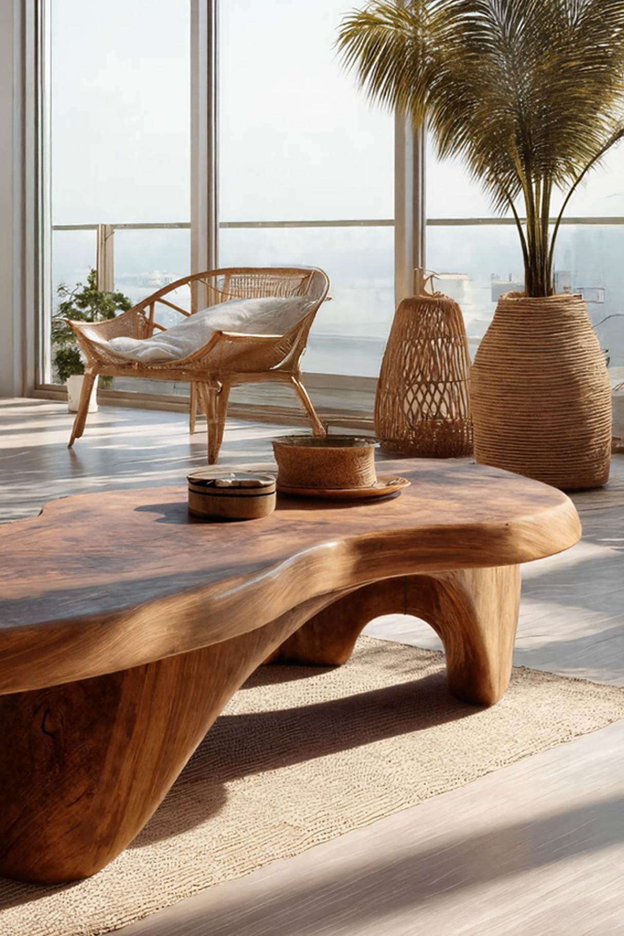 Rustic Handcrafted Wooden Live Edge Coffee Table For Entryway