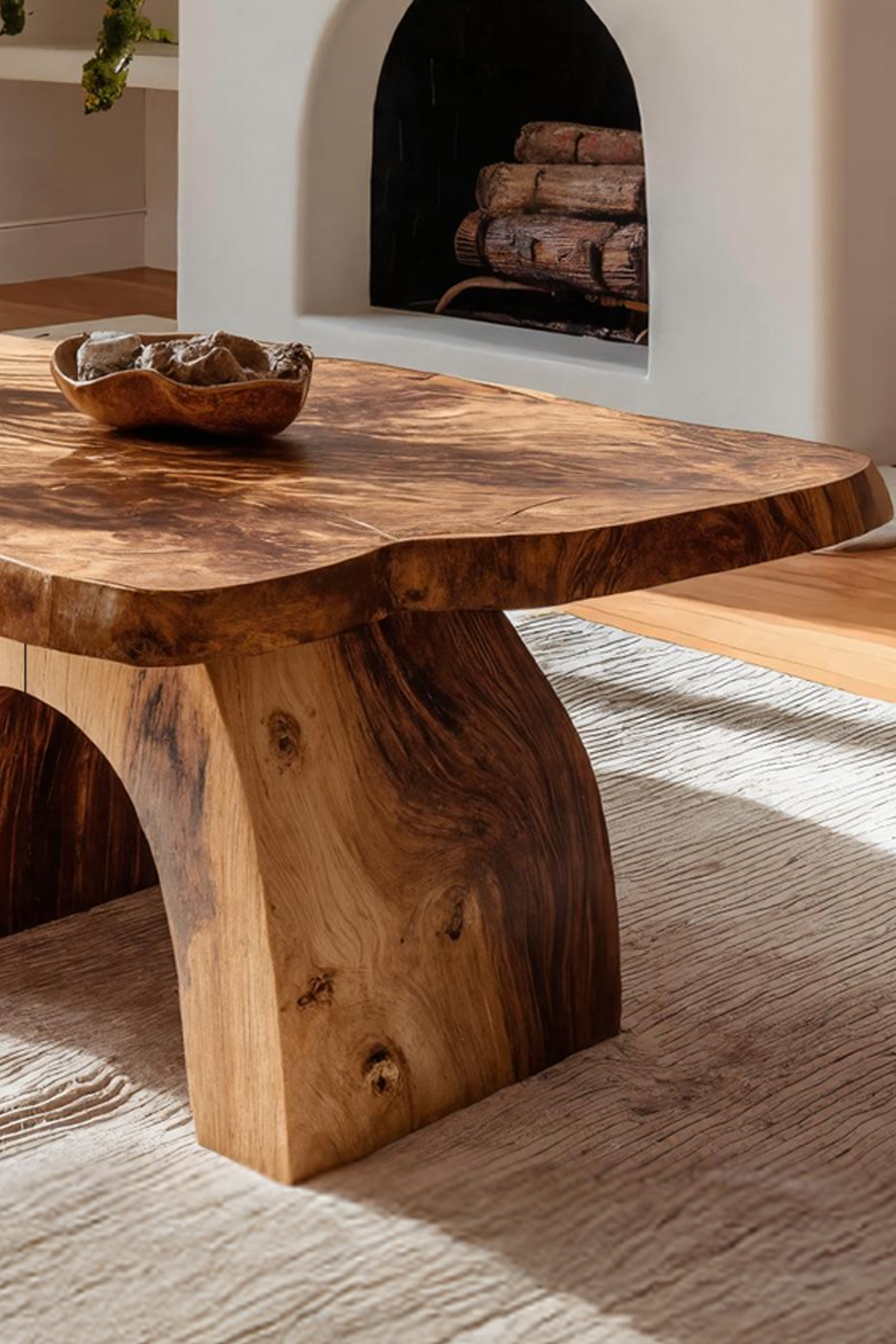 Farmhouse Handcrafted Wooden Live Edge Coffee Table For Decor