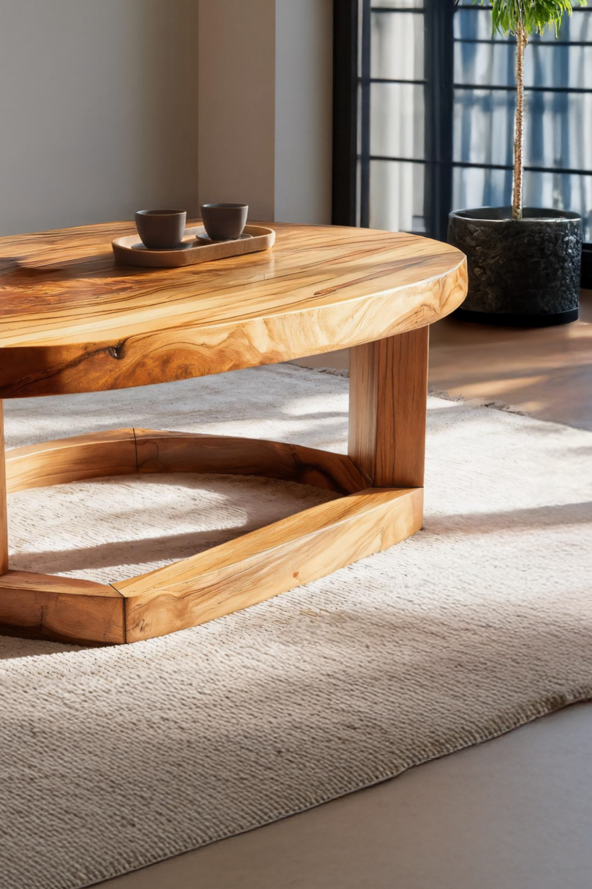 Mid Century Handcrafted Solid Wood Coffee Table For Furniture Decor