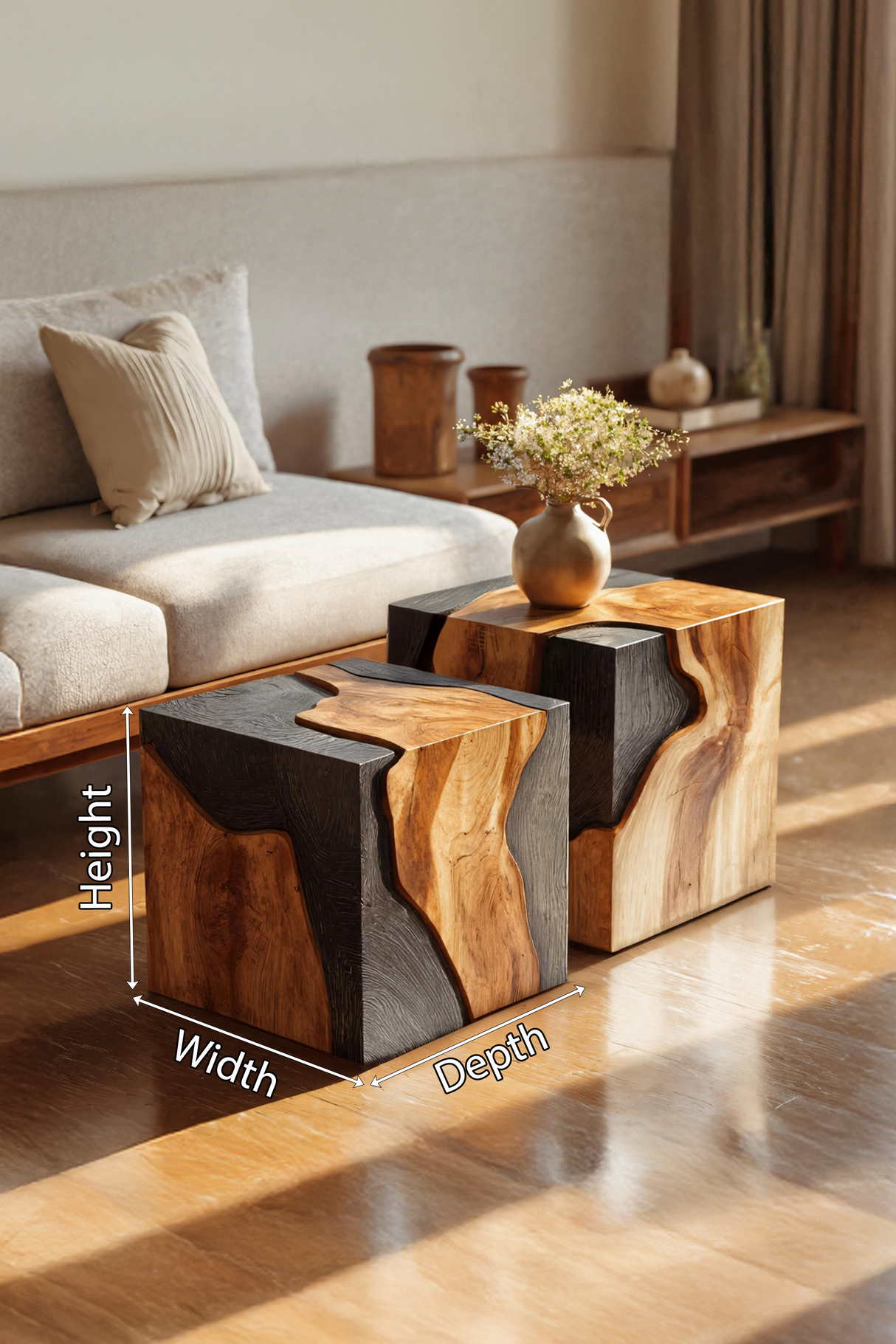 Handcrafted Low Wooden Coffee Table For Unique Living Room