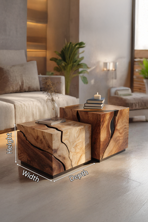 Mid Century Solid Wood Low Coffee Table For Living Room