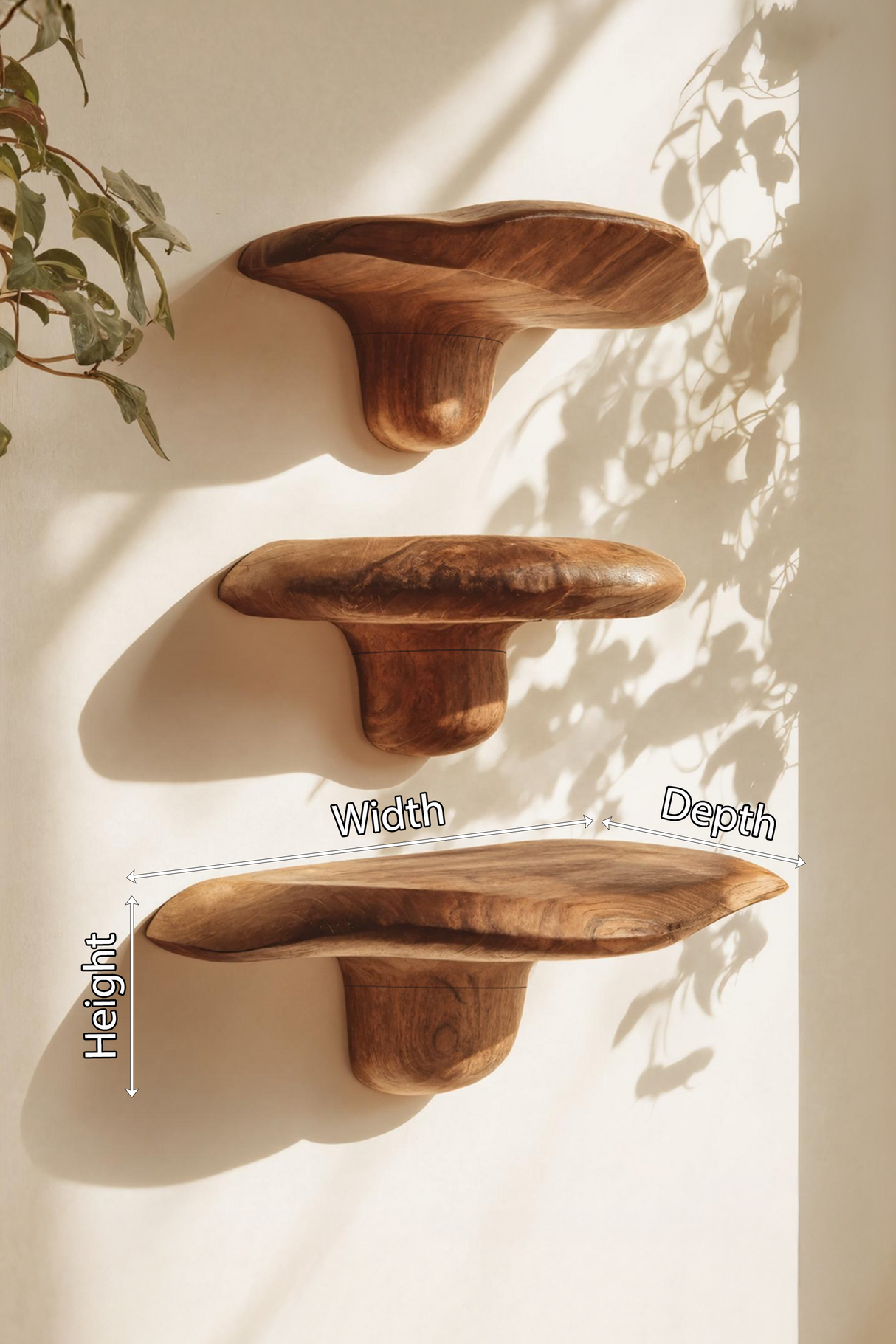 Modern Handcrafted Live Edge Mushroom Shelf For Living Room Decor