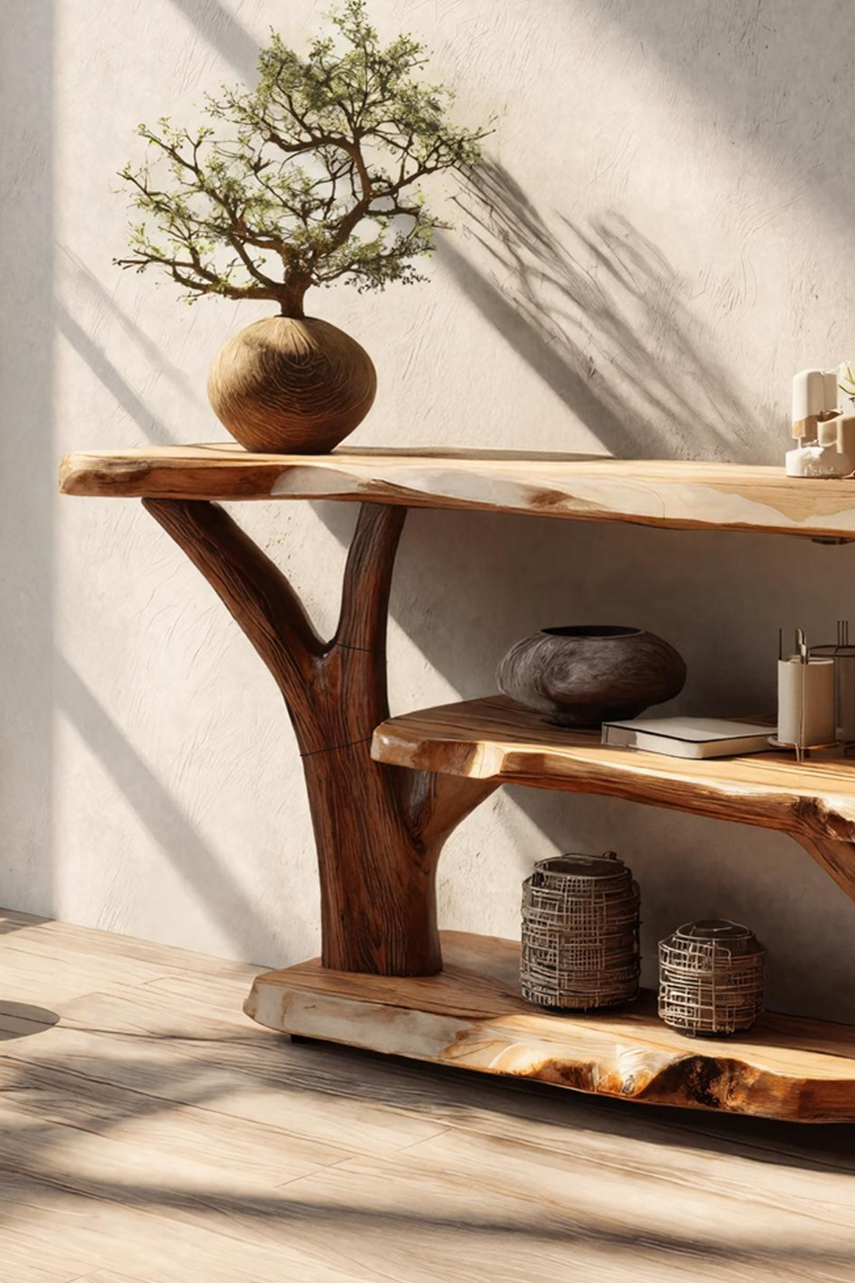 Modern Wooden Live Edge Console Table For Entryway Home Decoration