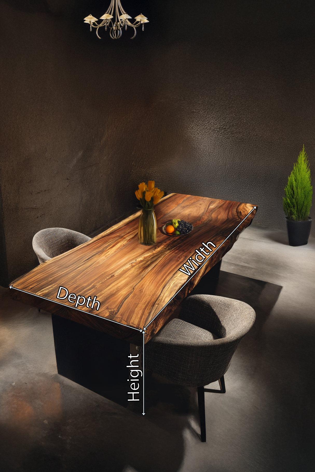 Furniture Decor Handcrafted Wooden Live Edge Dining Table