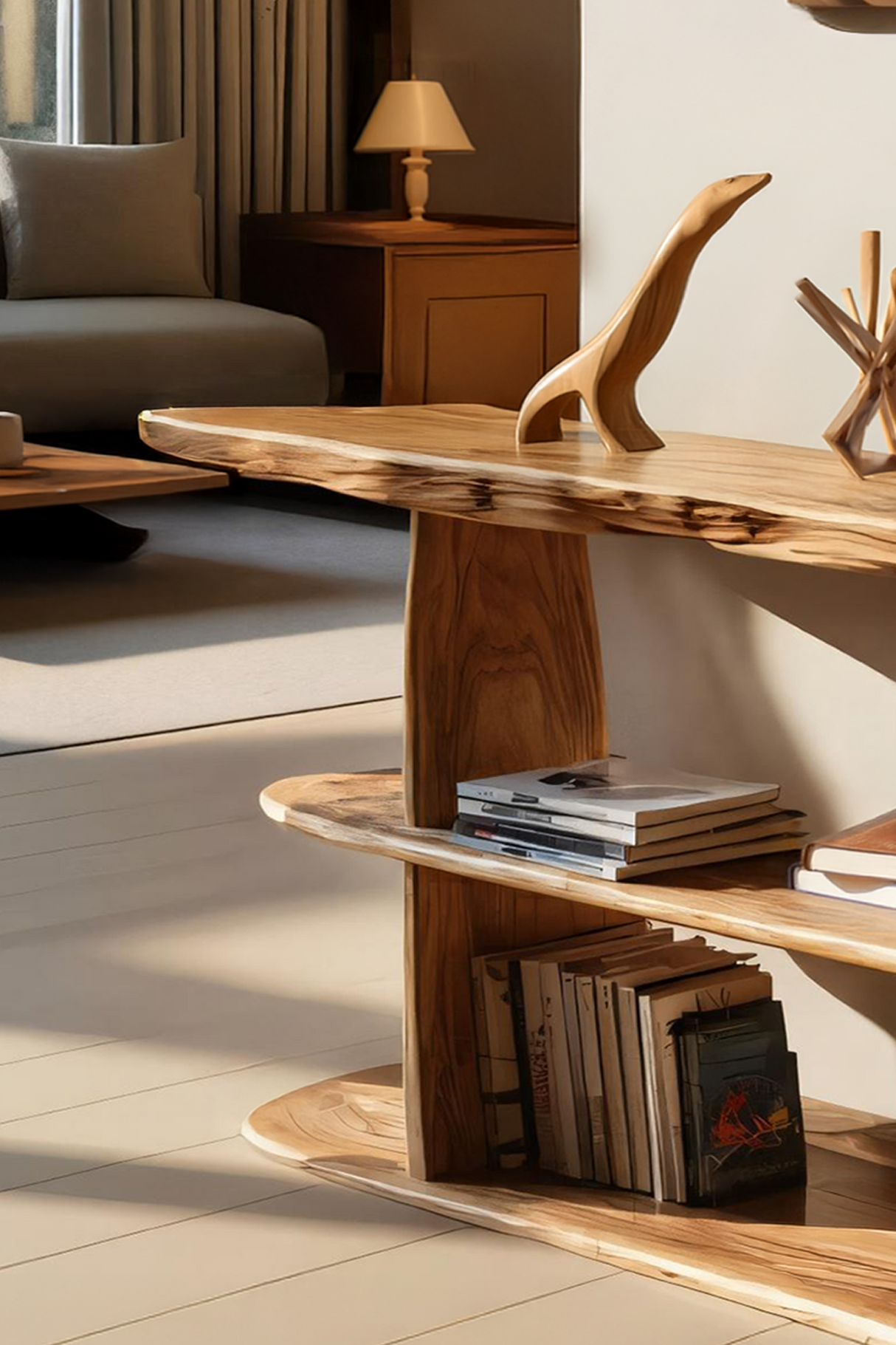 Mid Century Live Edge Console Table For Contemporary Decor