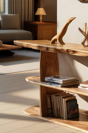 Mid Century Live Edge Console Table For Contemporary Decor