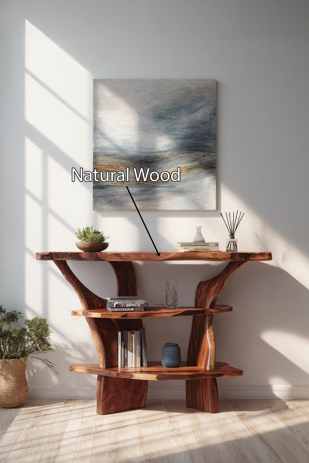 Handcrafted Solid Wood Console Table For Rustic Entryway Interior Style