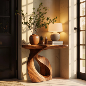 Handcrafted Solid Wood Console Table Organic Design For Entryway Decor