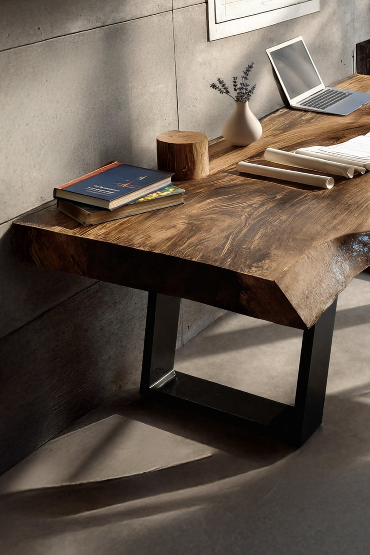 Farmhouse Wooden Live Edge Desk For Bedroom Decor