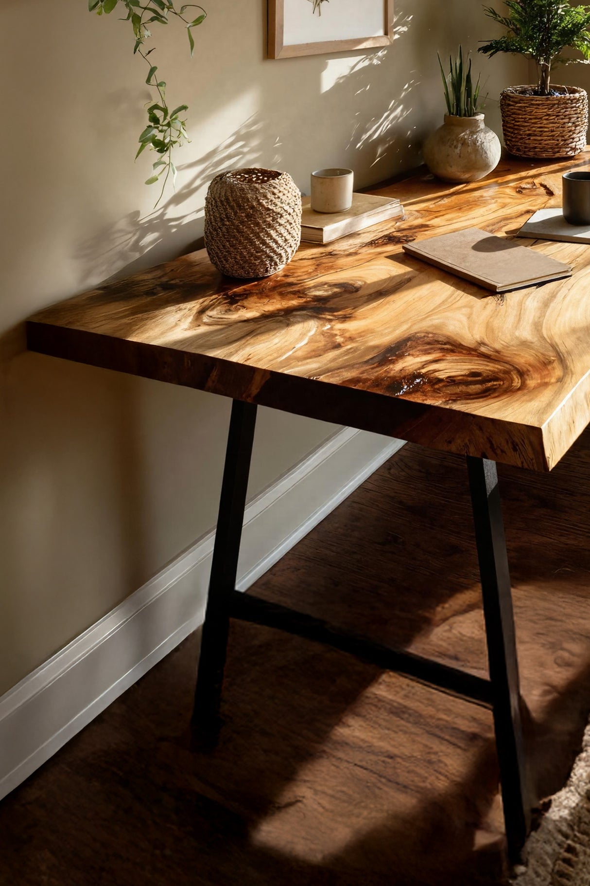 Mid Century Solid Wood Desk For Minimalist Decor