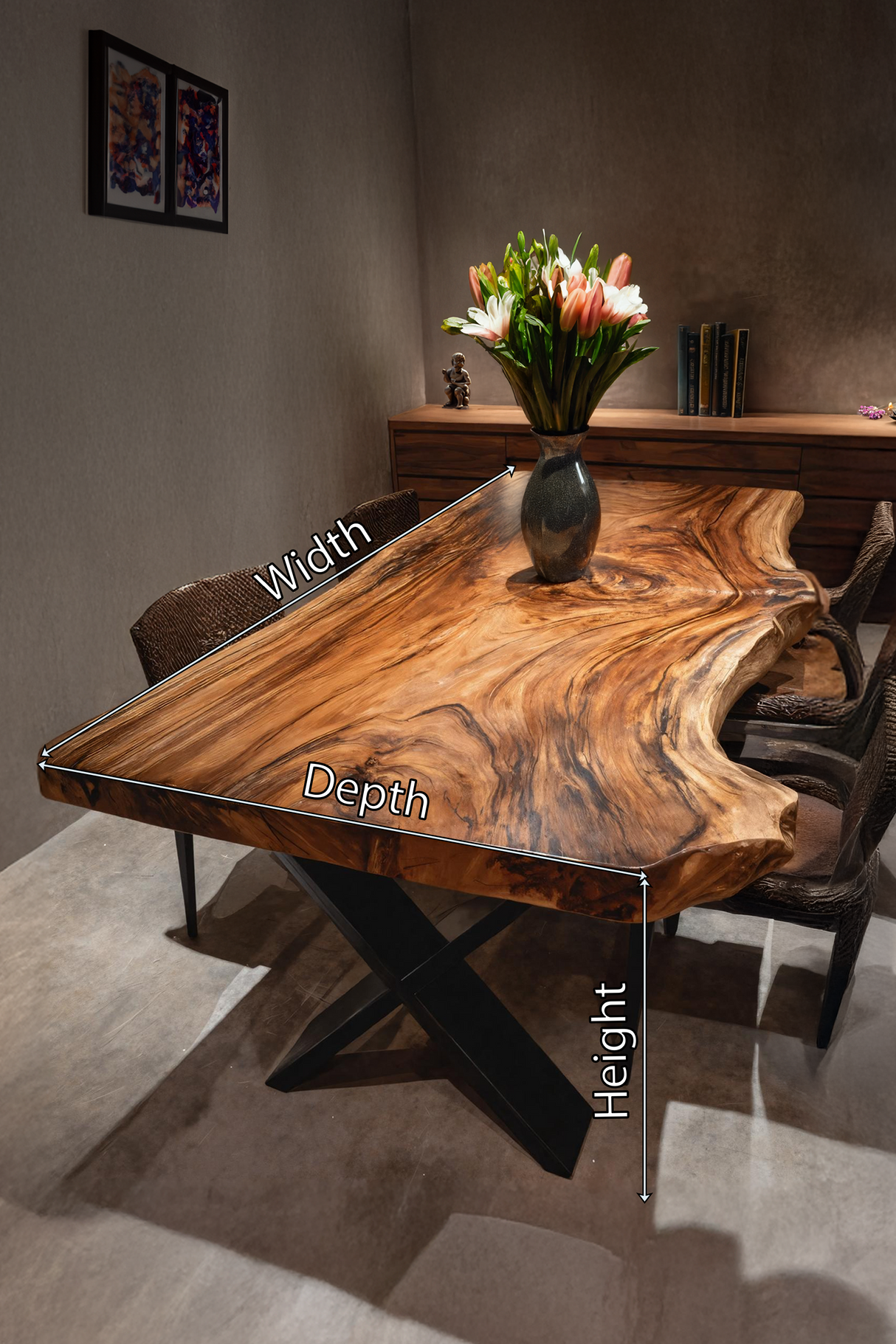Dining Room Modern Live Edge Dining Table Natural Grain