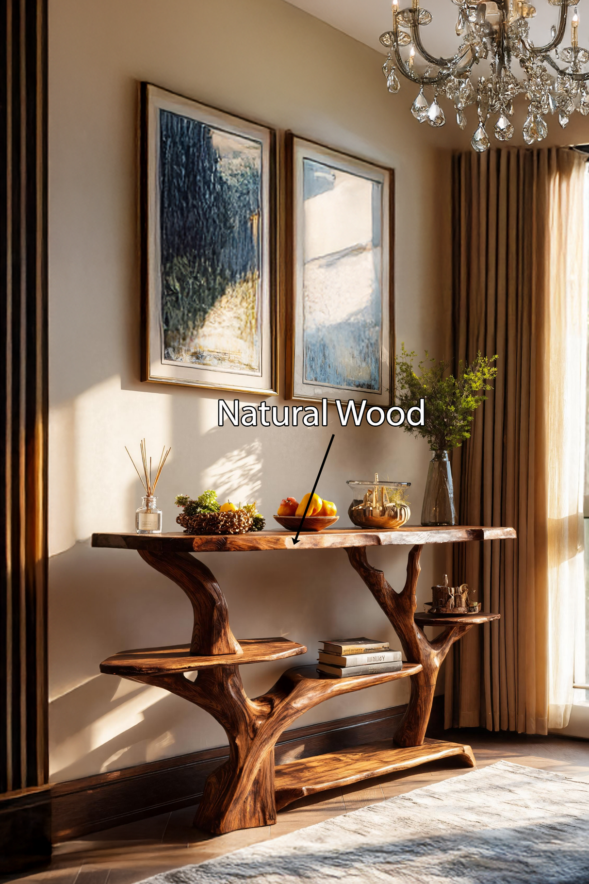 Mid Century Solid Wood Console Table For Stylish Entryway Design