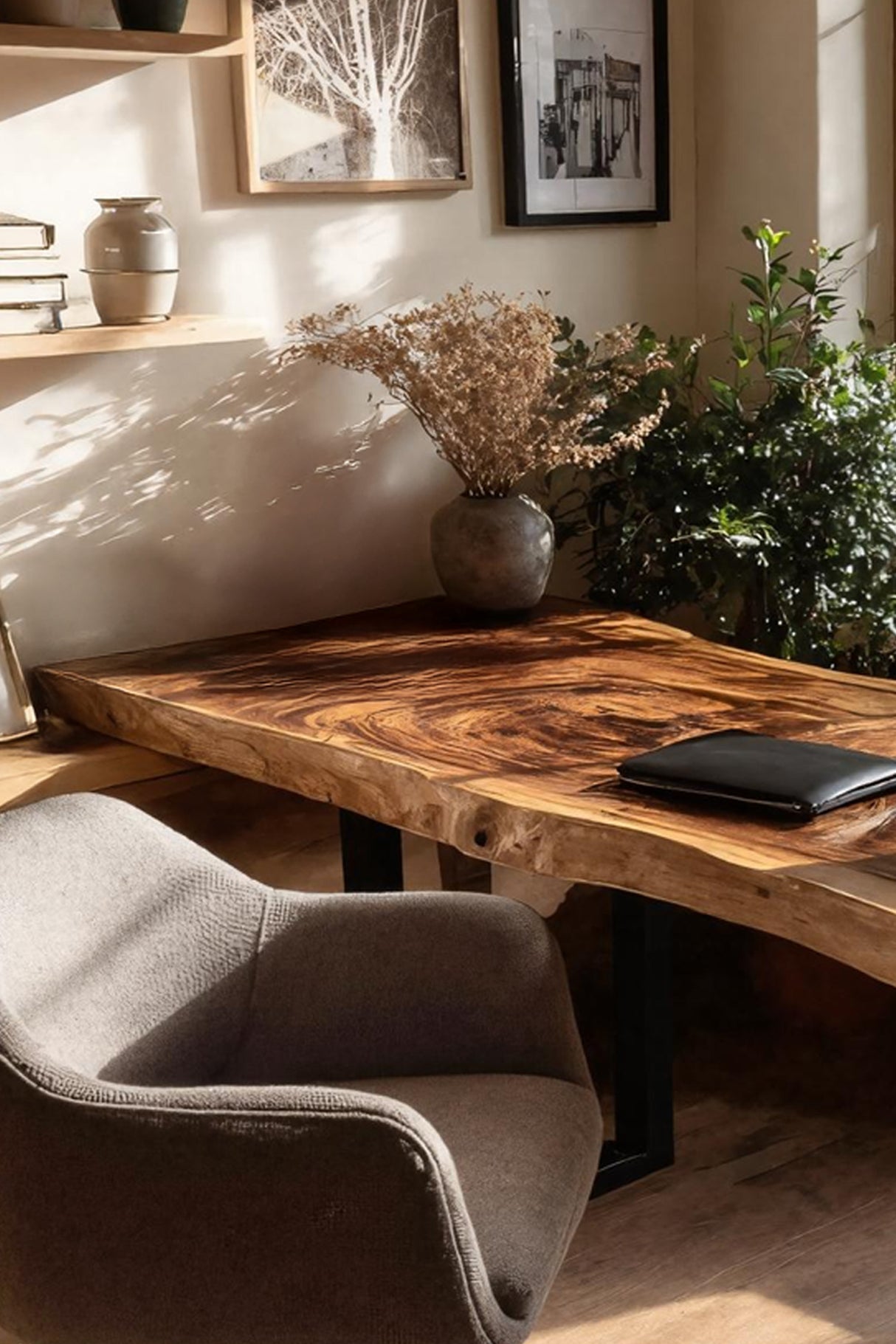 Handcrafted Wooden Live Edge Desk For Furniture Decor