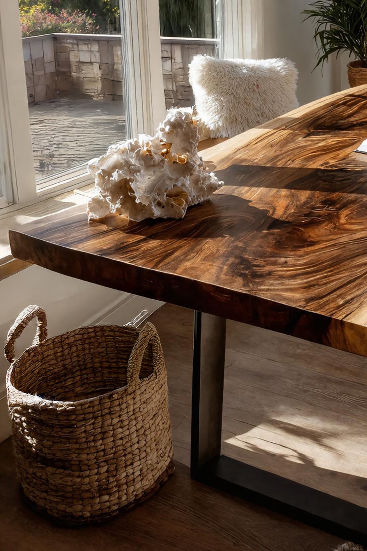 Modern Wooden Live Edge Desk For Bedroom Design