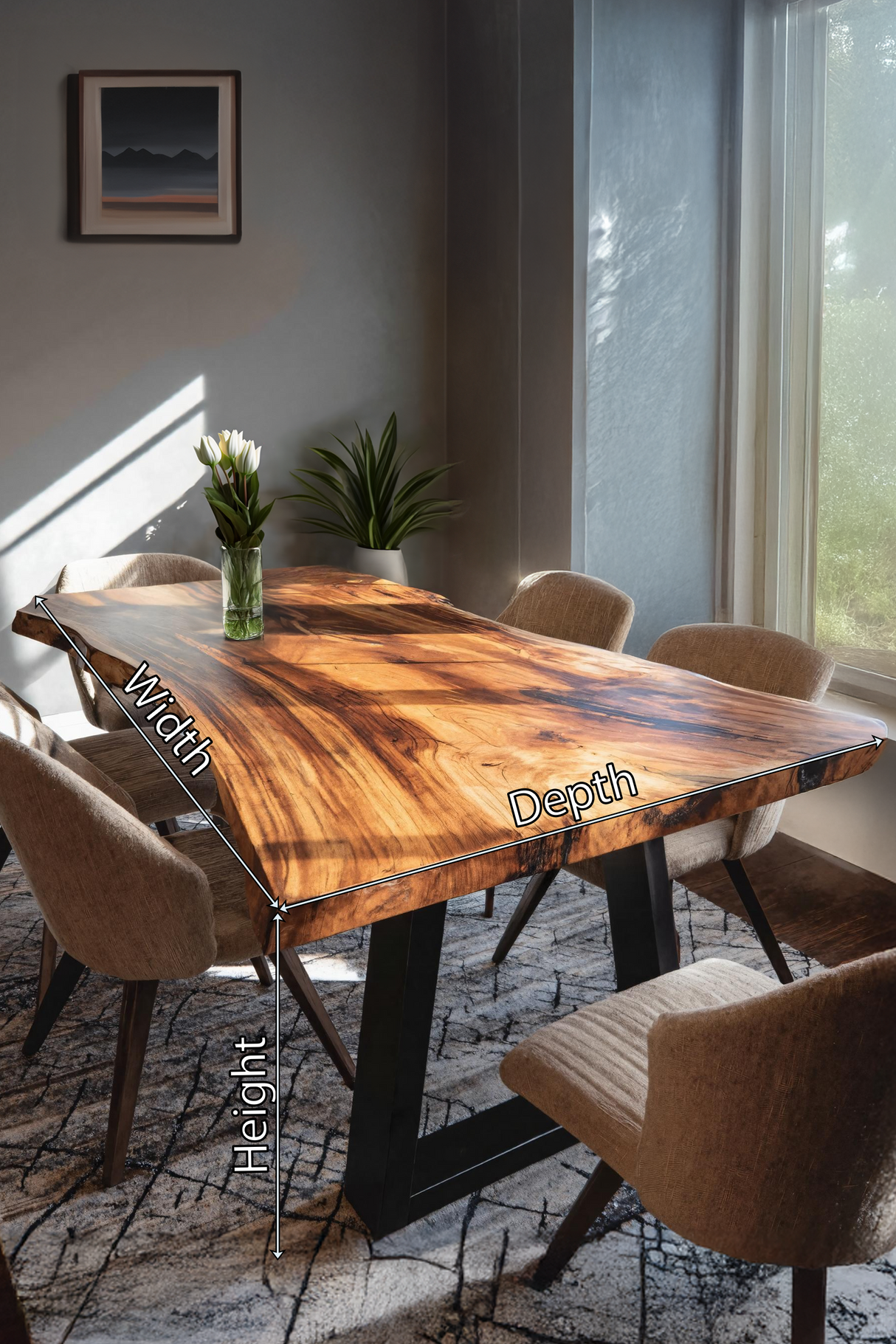 Kitchen Decor Handcrafted Solid Wood Dining Table Natural