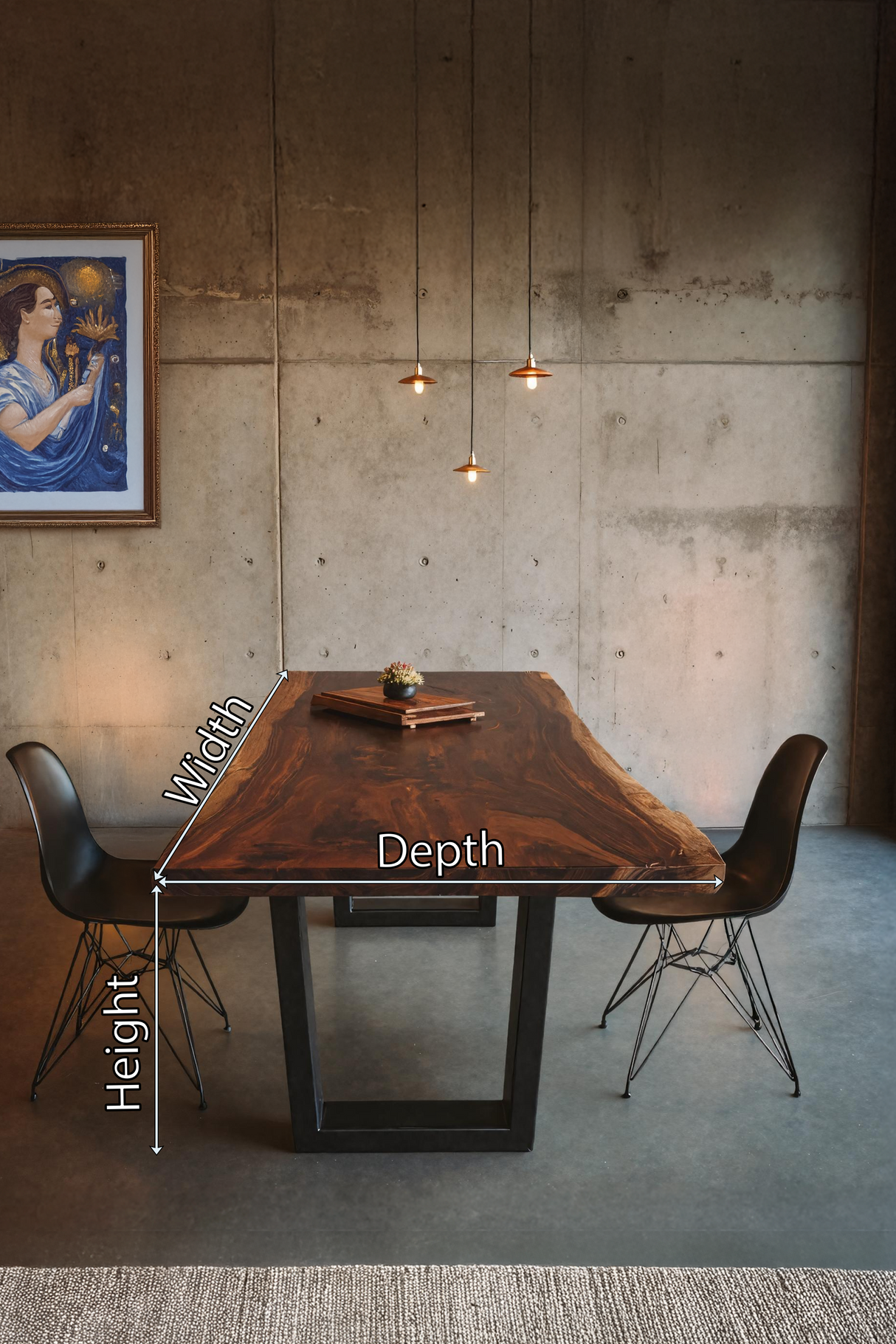 Kitchen Decor Mid Century Wooden Live Edge Dining Table