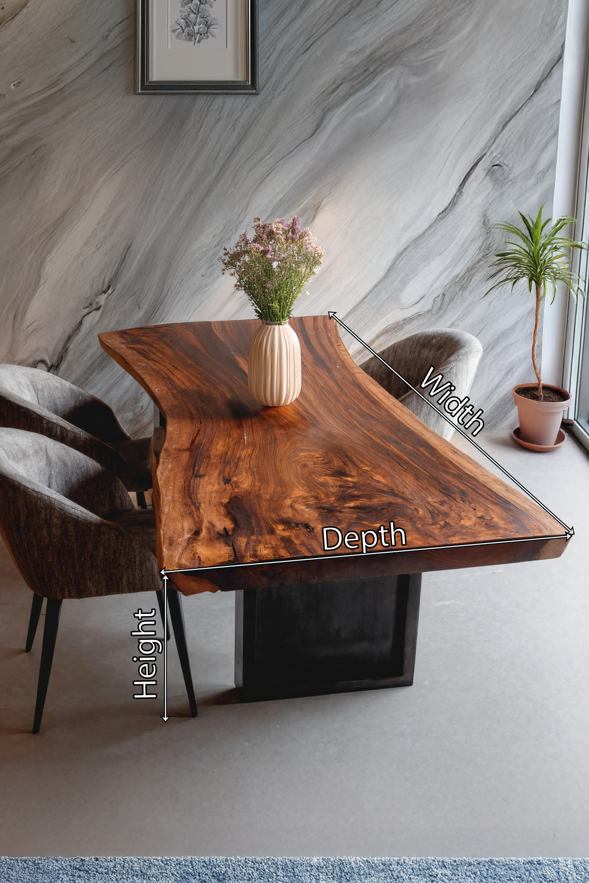 Furniture Decor Modern Wooden Live Edge Dining Table Minimal