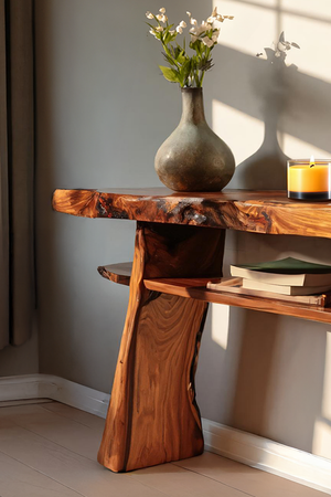 Modern Wooden Live Edge Console Table For Bedroom Decor