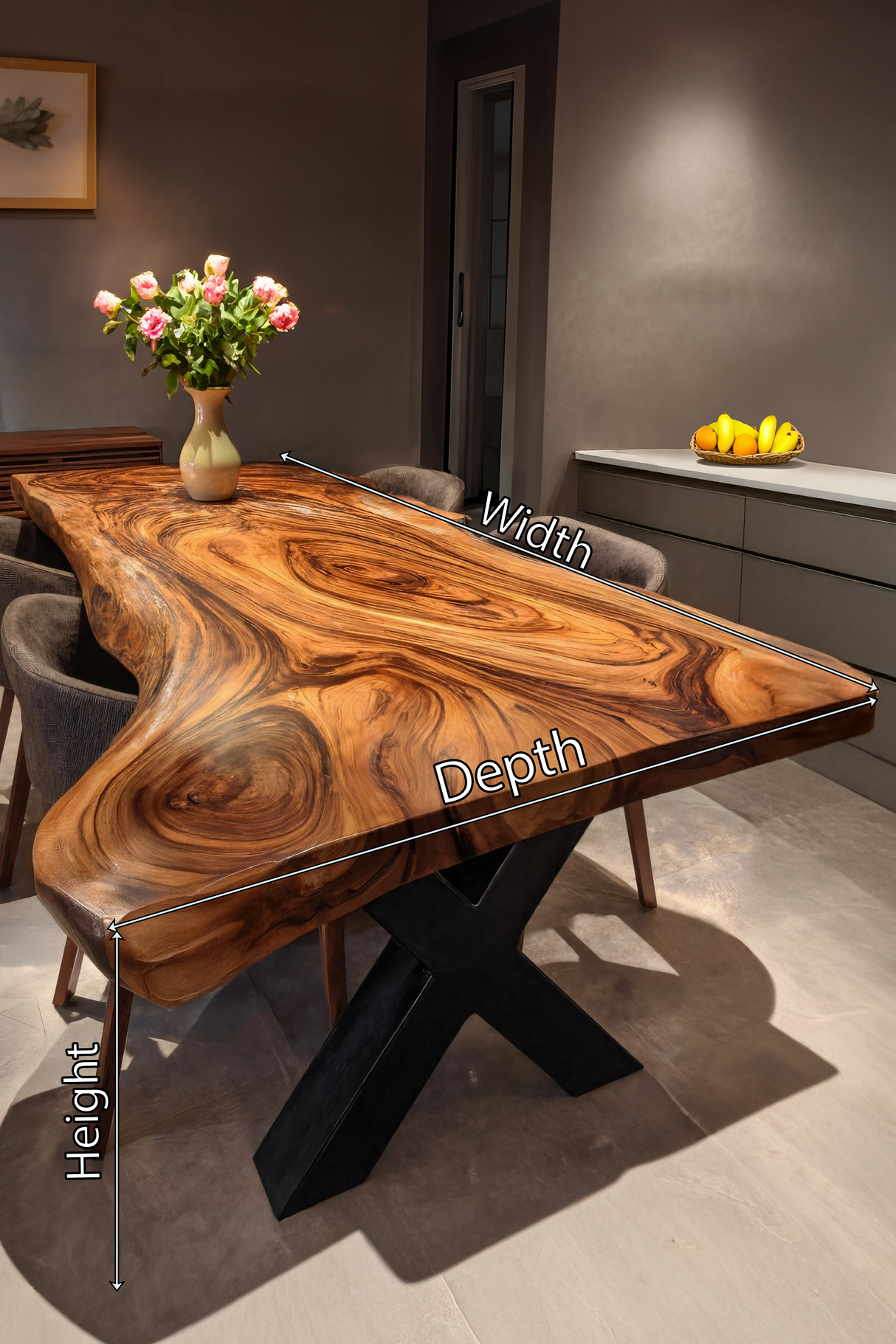 Dining Room Farmhouse Live Edge Dining Table Rustic Wood