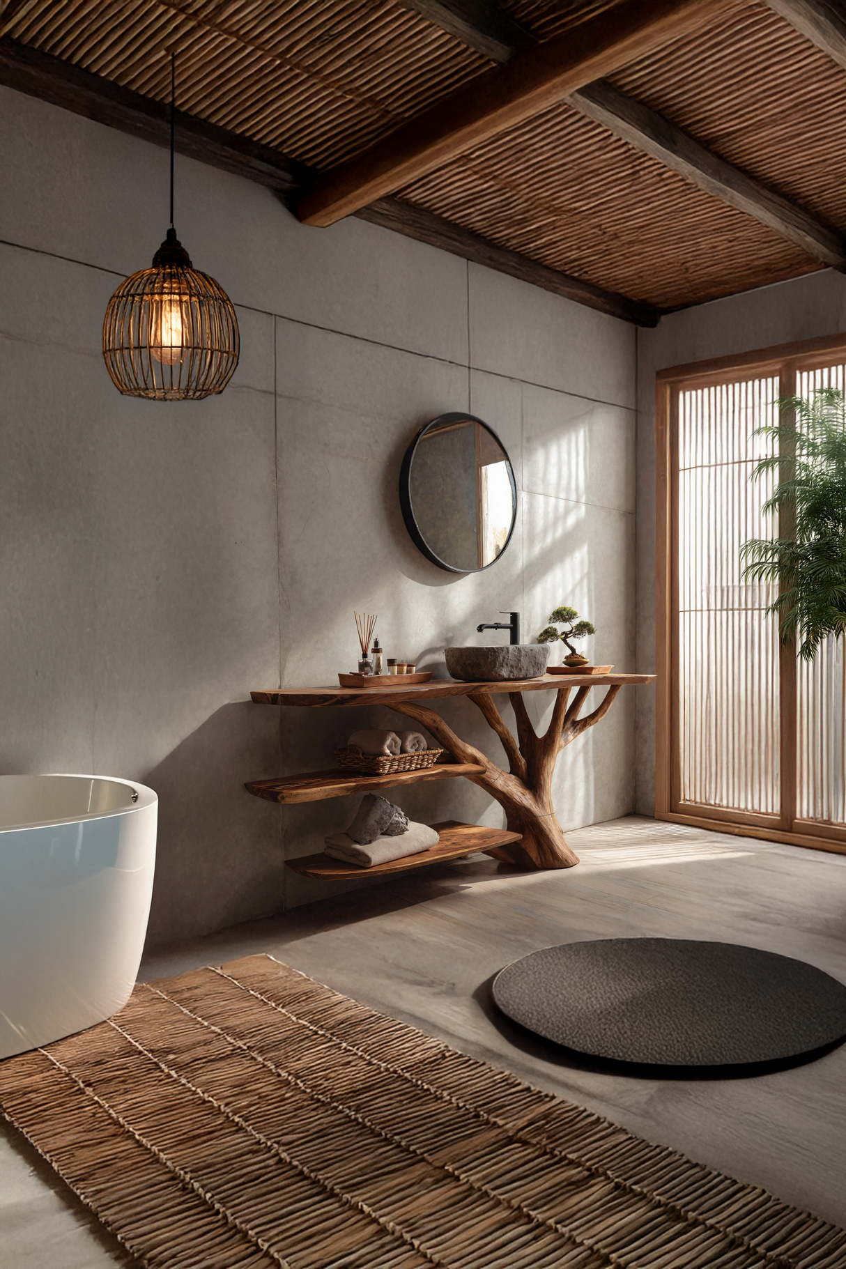 Farmhouse Wooden Live Edge Bathroom Vanity For Rustic Bathroom Design