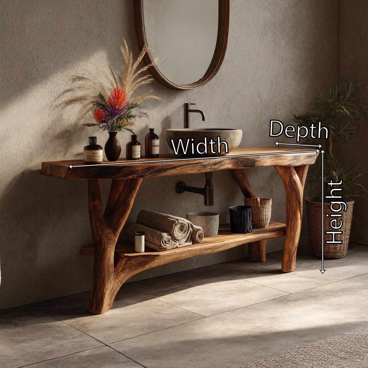 Farmhouse Live Edge Bathroom Vanity Natural Wood For Bathroom Decor