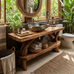 Minimalist Wood Bathroom Vanity For Simple Bathroom Design
