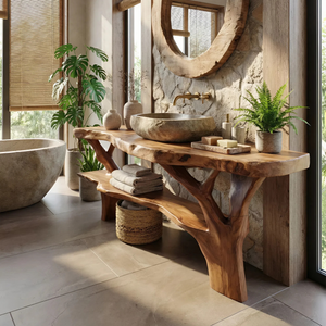 Modern Wooden Vanity For Apartment Bathroom Layout