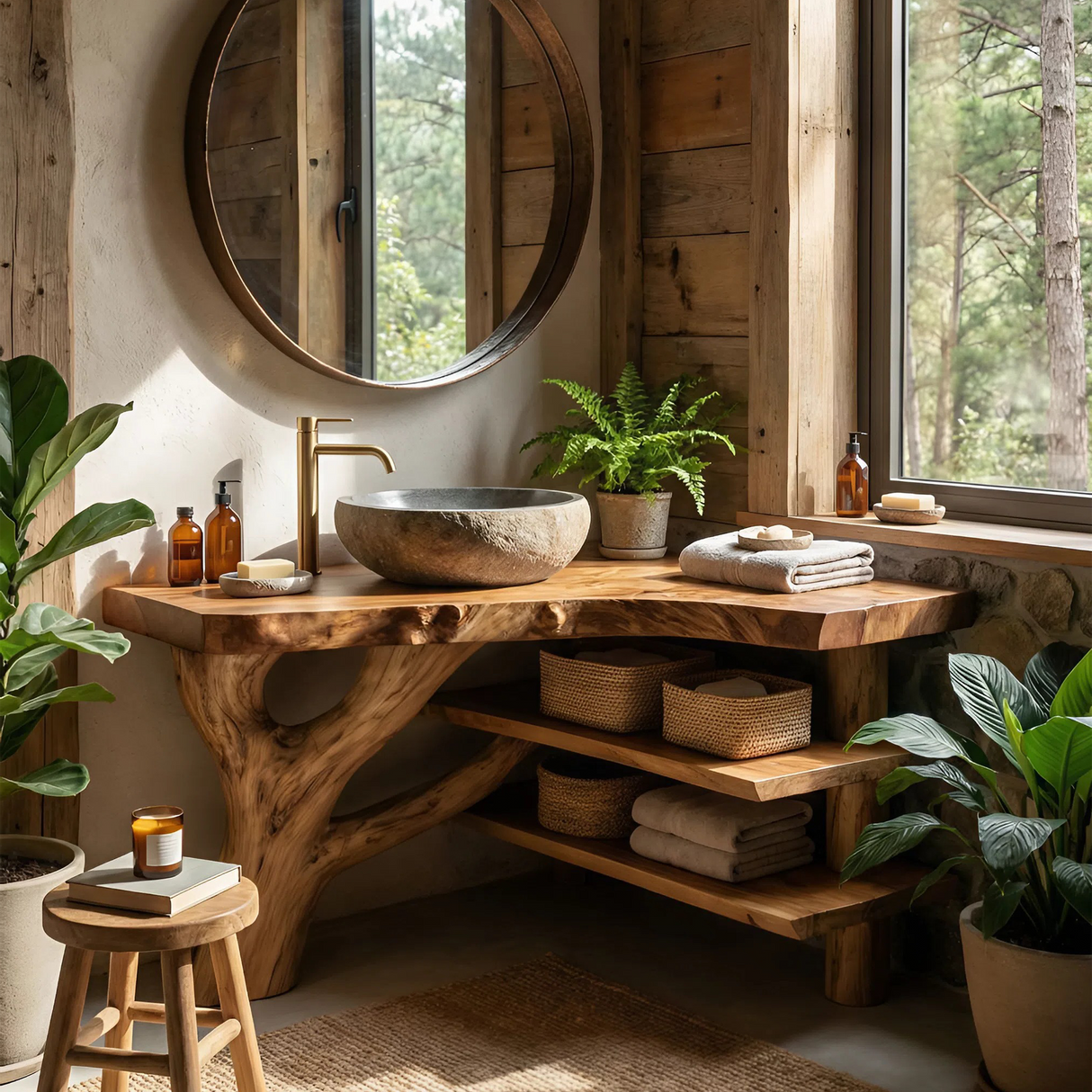 Minimalist Wood Bathroom Vanity For Compact Bathroom